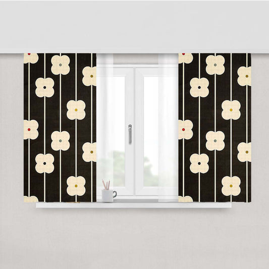 Orla Kiely Pattern Brown Grey Peach Skin Window Curtains