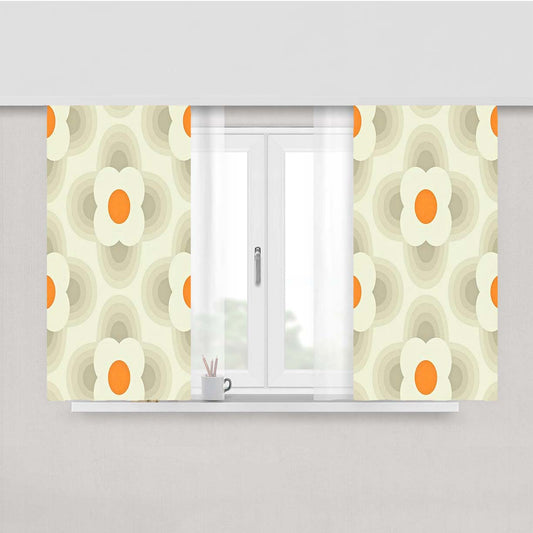 Orla Kiely Pattern White Peach Skin Window Curtains