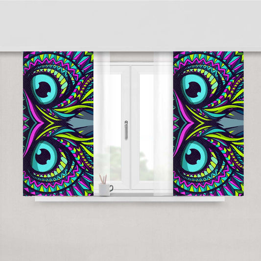 Owl Aztec Pattern Peach Skin Window Curtains
