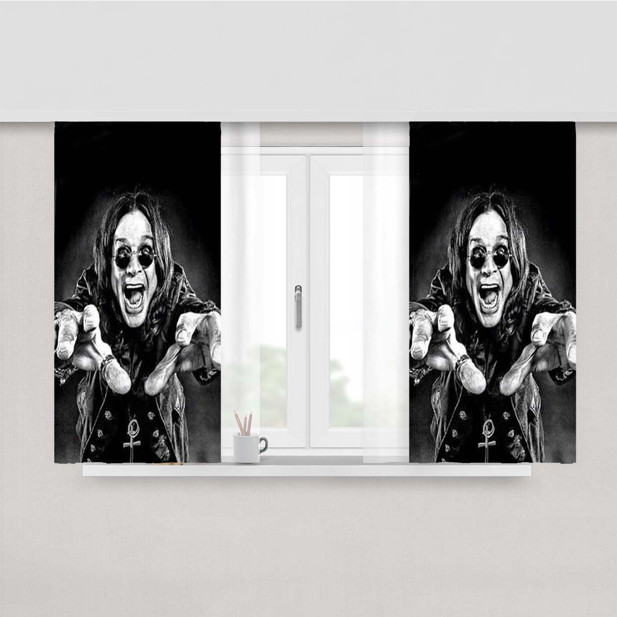 Ozzy Osbourne Black Sabbath Peach Skin Window Curtains