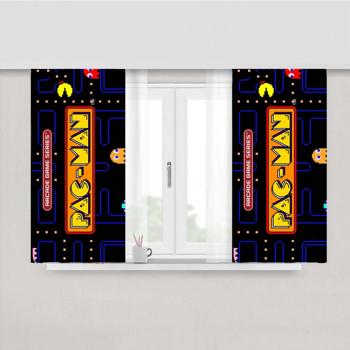 Pac Man Arcade Game Series Peach Skin Window Curtains