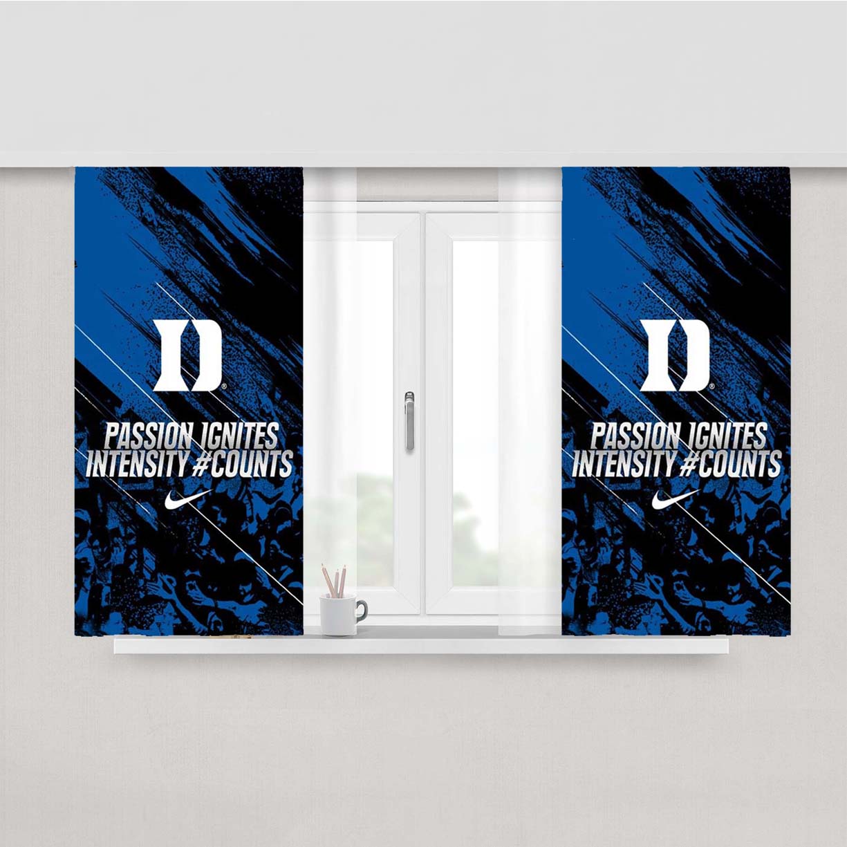 Passion Duke Blue Devils Peach Skin Window Curtains