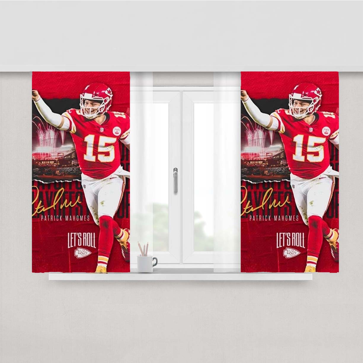 Patrick Mahomes Kc Chiefs Peach Skin Window Curtains