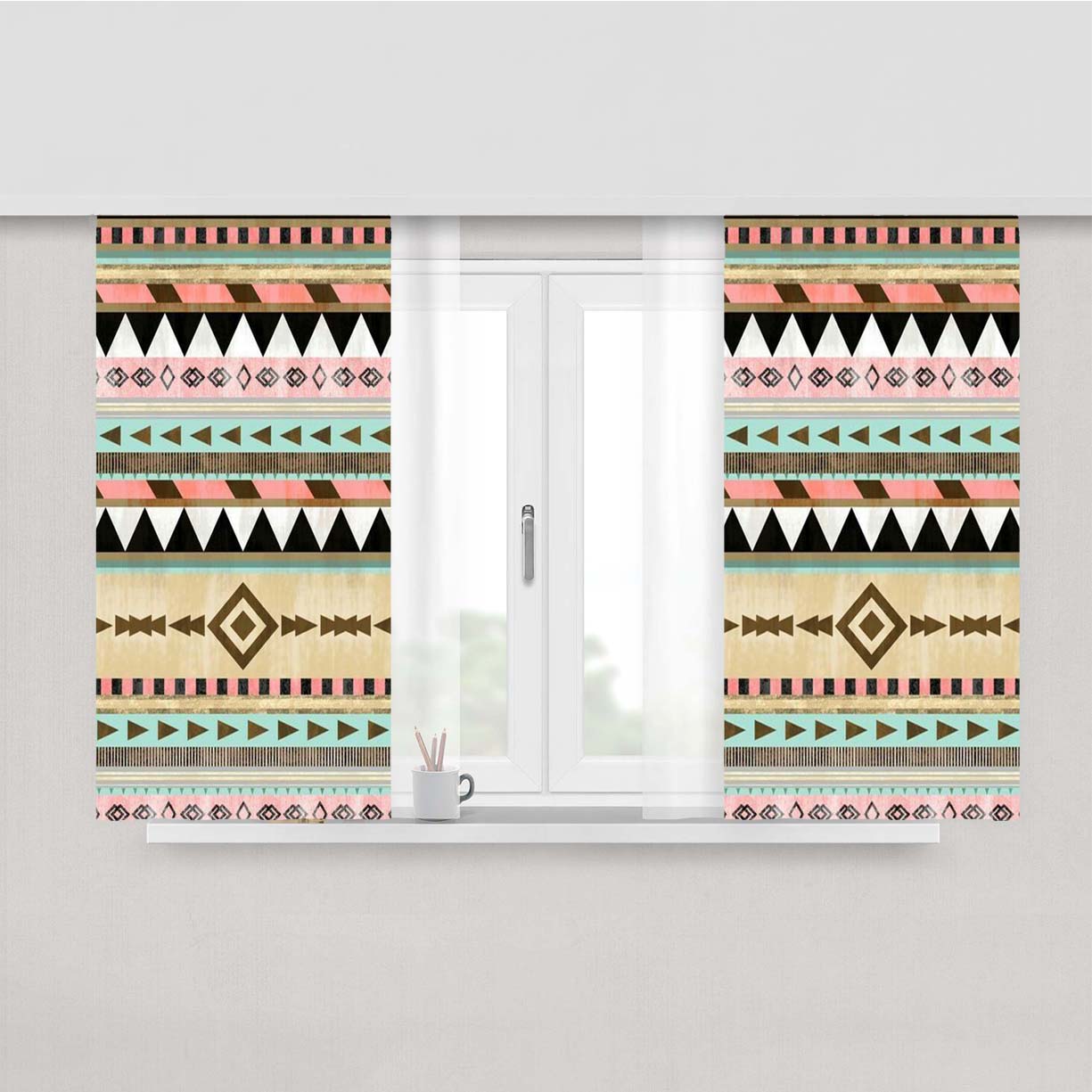 Pattern Art Cul Peach Skin Window Curtains
