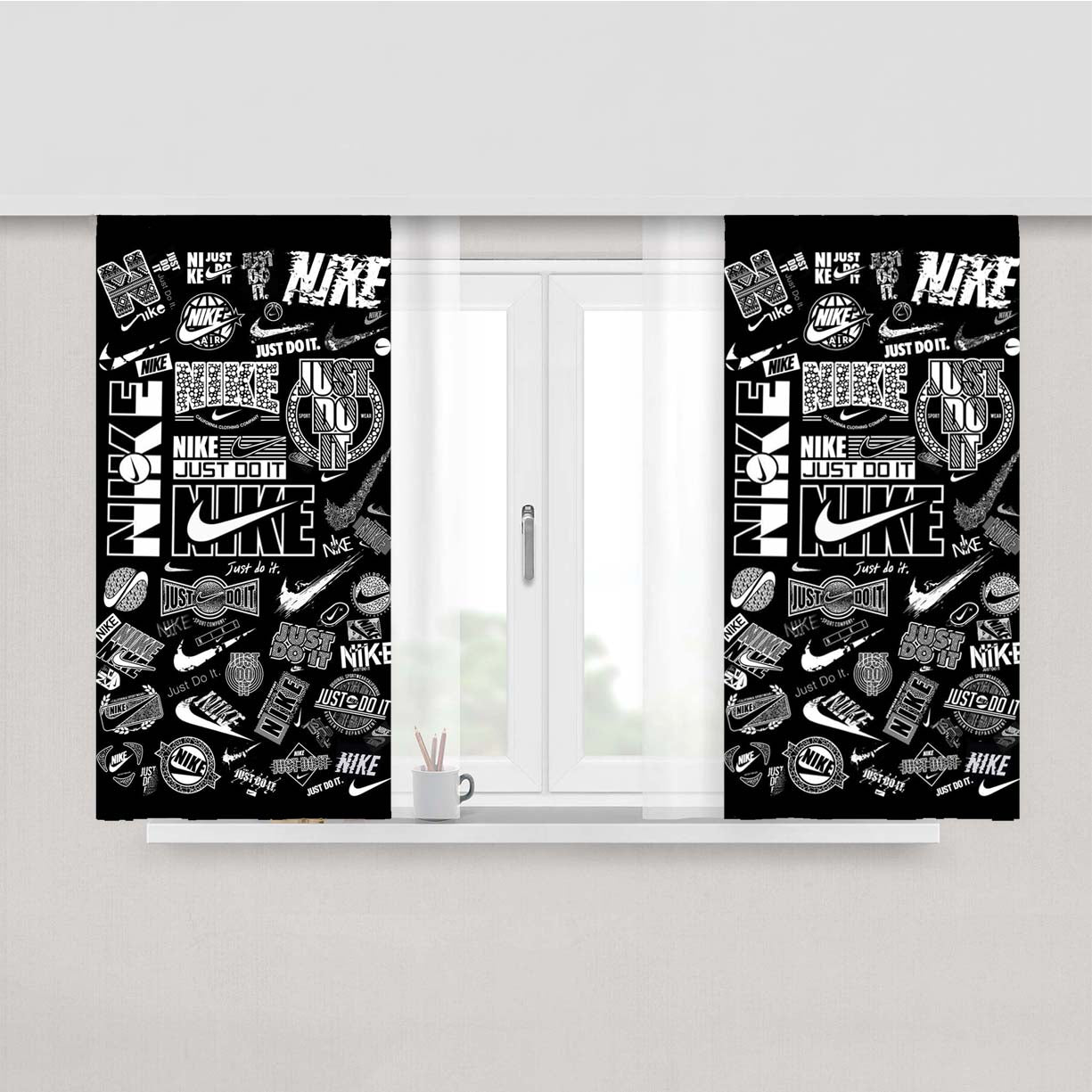 Pattern Basketball Just Do It Nike Style Peach Skin Window Curtains