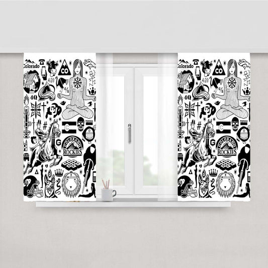 Pattern Black Tattoo Medicine Style Peach Skin Window Curtains