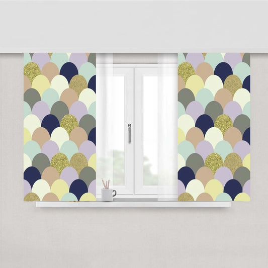 Pattern Blue San Kies Peach Skin Window Curtains