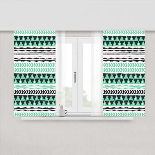 Pattern Blue Sky Mint Peach Skin Window Curtains