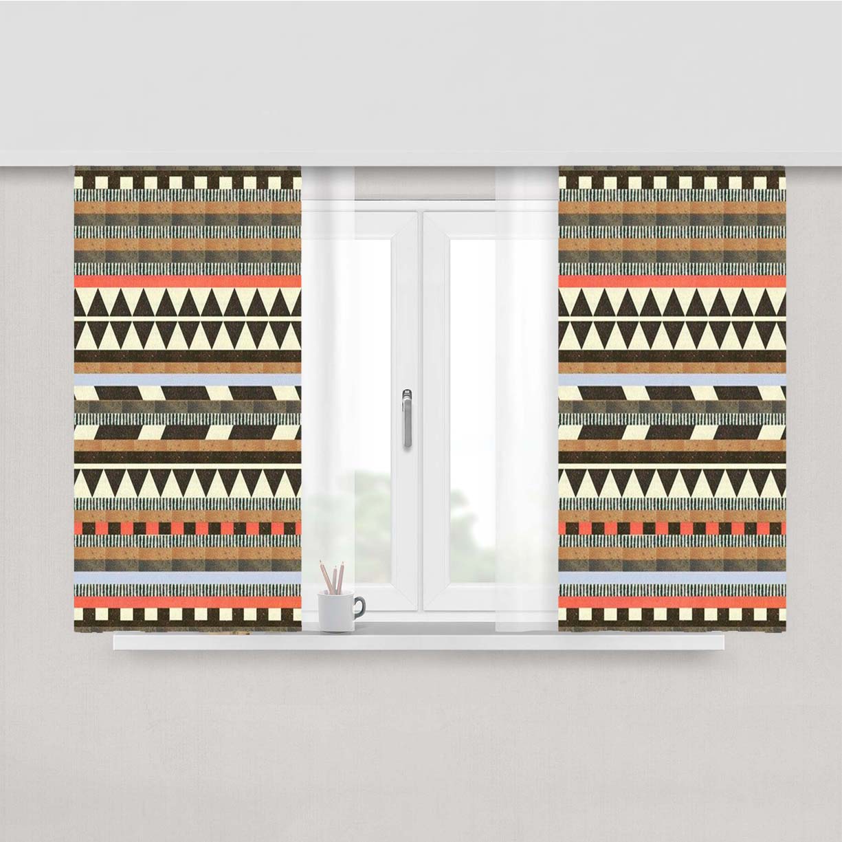 Pattern Brown Cas Mind Peach Skin Window Curtains