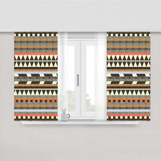 Pattern Brown Cas Mind Peach Skin Window Curtains