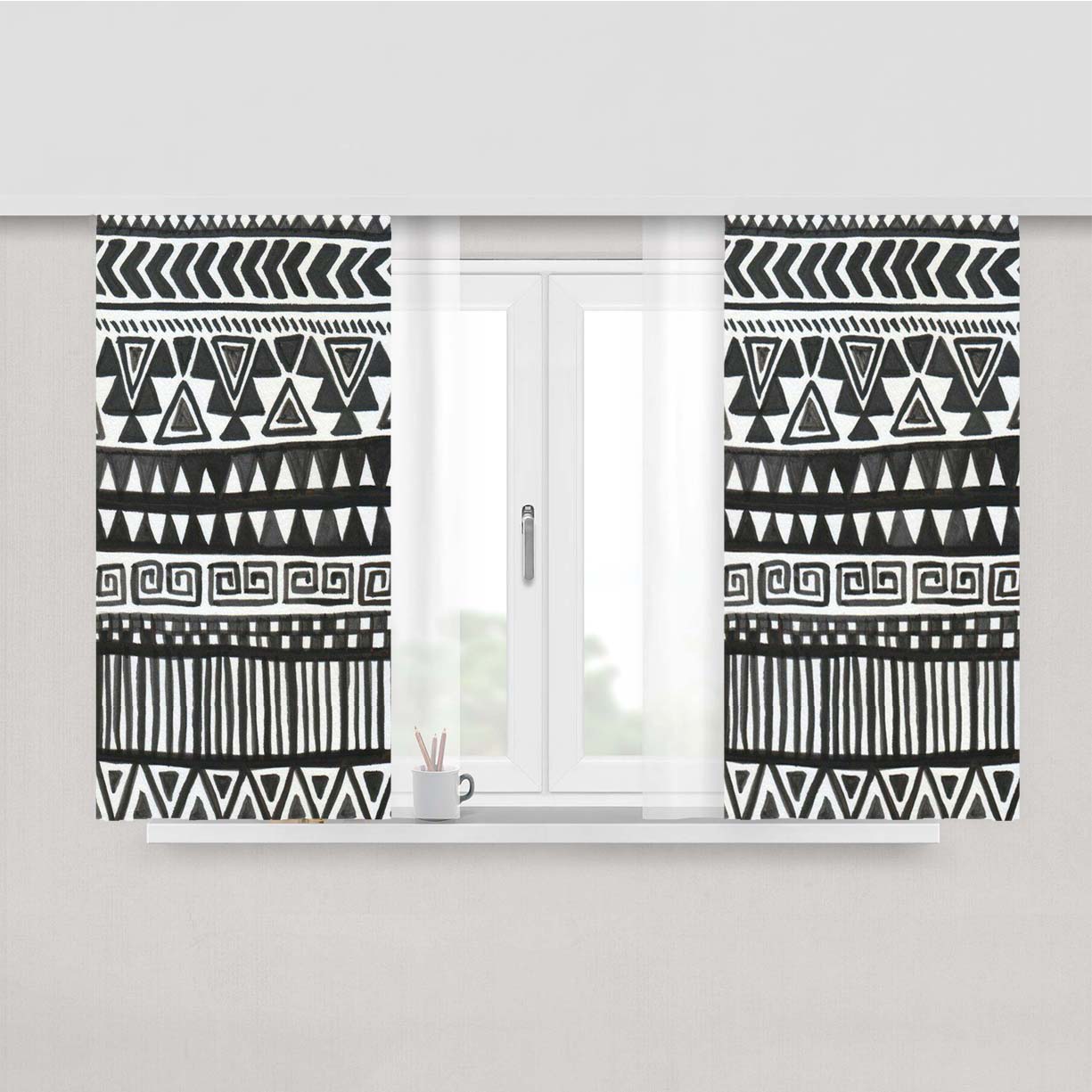 Pattern Cat Black Peach Skin Window Curtains