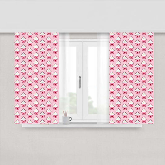 Pattern Cupcake Peach Skin Window Curtains