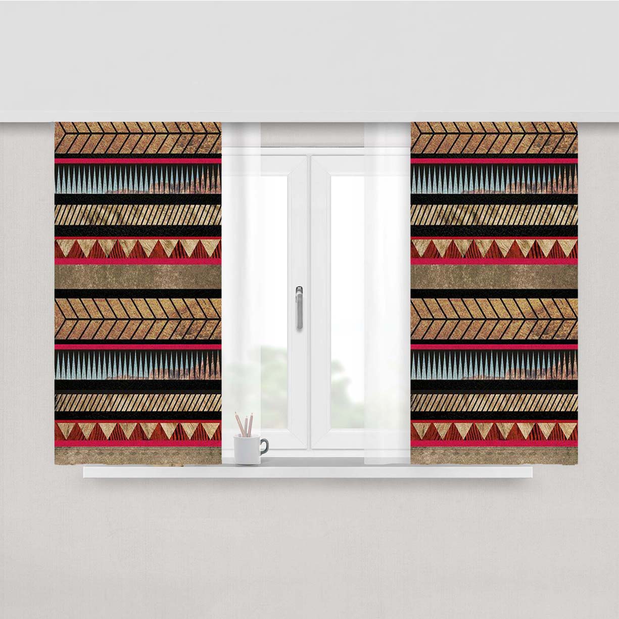 Pattern Emboss Peach Skin Window Curtains