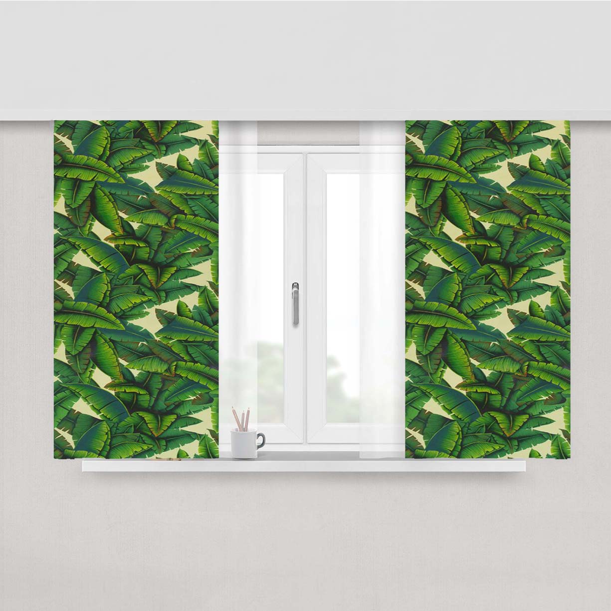 Pattern Green White Peach Skin Window Curtains