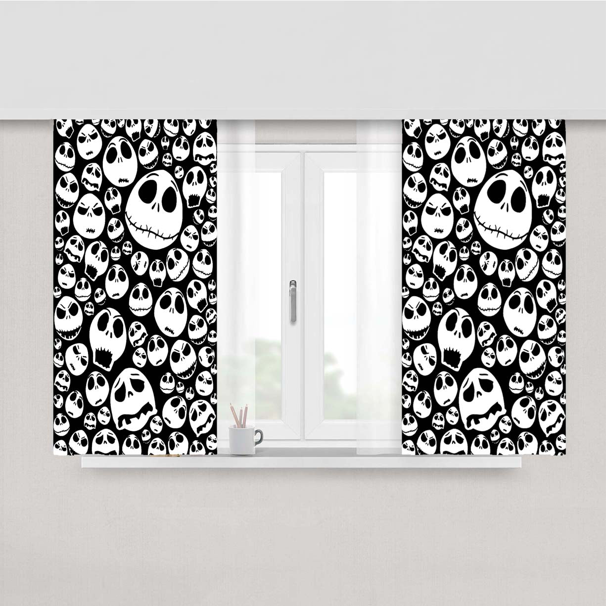 Pattern Halloween Jack Skellington Peach Skin Window Curtains