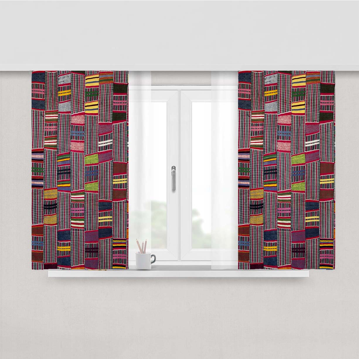 Pattern Imb Mask Bowl Peach Skin Window Curtains