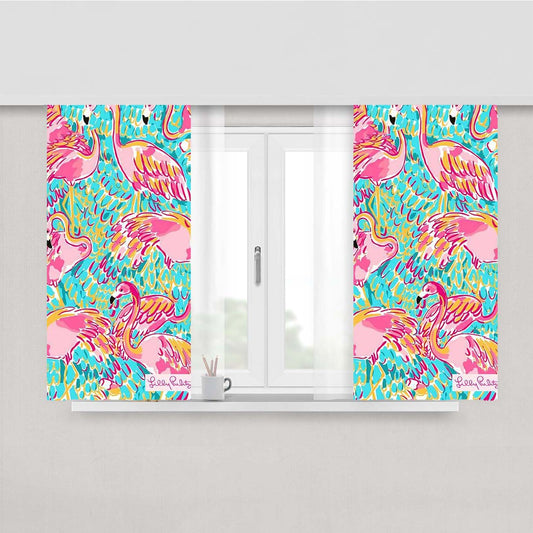 Pattern Lilly Pulitzer Flamingo Peach Skin Window Curtains