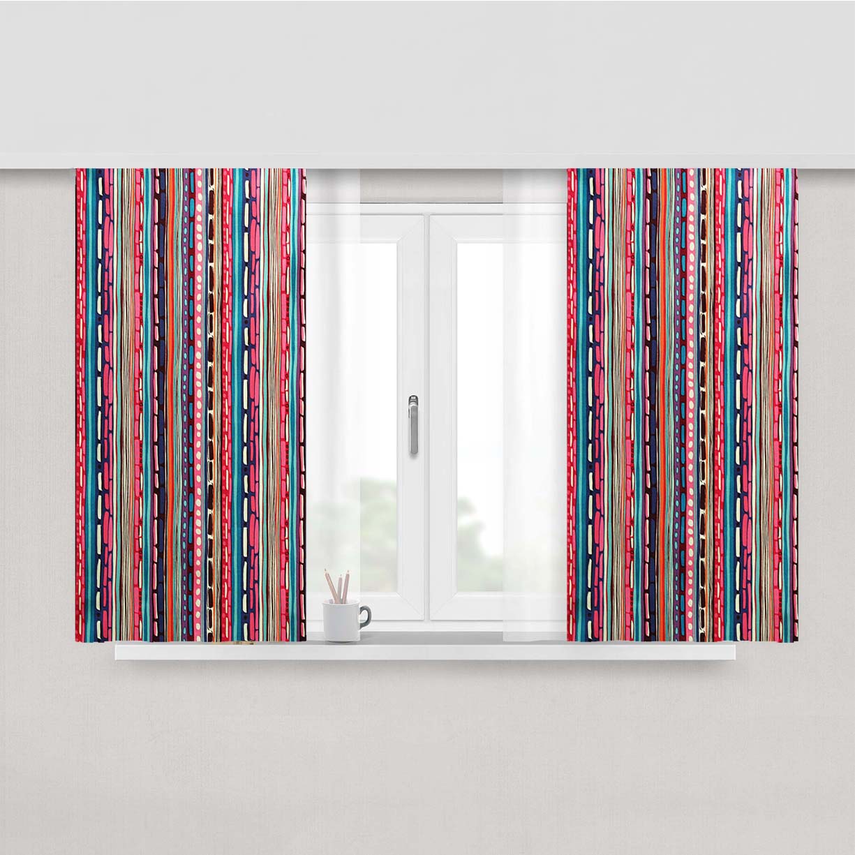 Pattern Mural Nick Nach Peach Skin Window Curtains