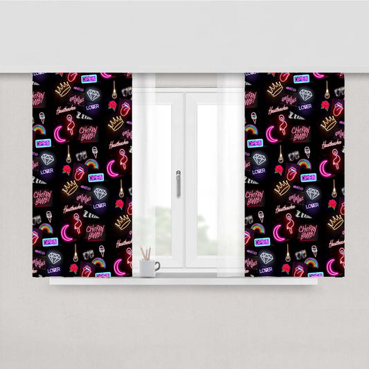Pattern Neon Summer Aksesoris Collection Peach Skin Window Curtains
