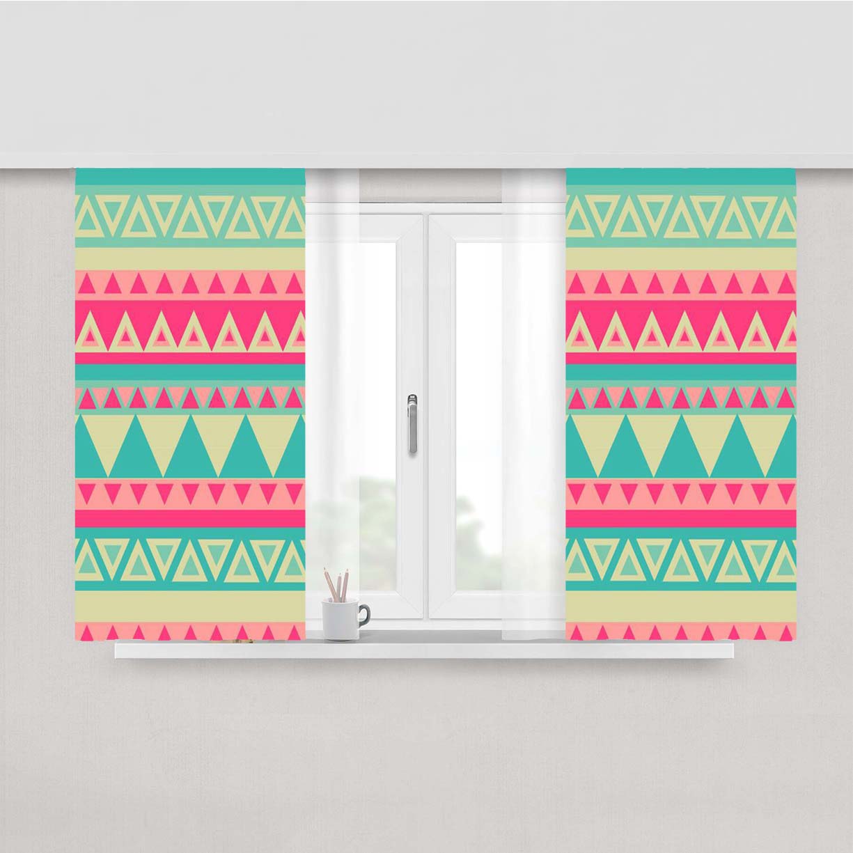 Pattern Pink Cute Tosqa Peach Skin Window Curtains