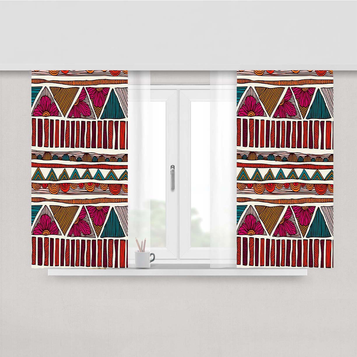 Pattern Rose Peach Skin Window Curtains
