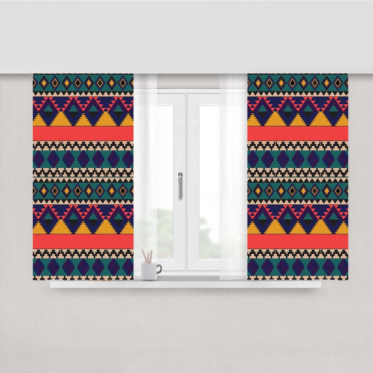 Pattern Slow N Fast Peach Skin Window Curtains