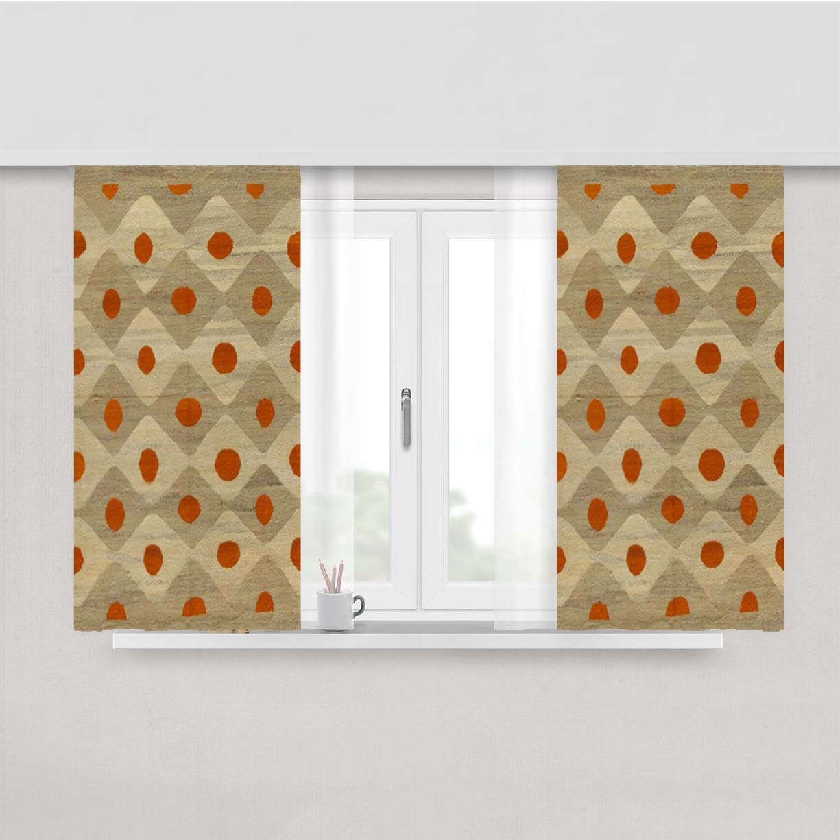 Pattern Smith Brown Peach Skin Window Curtains