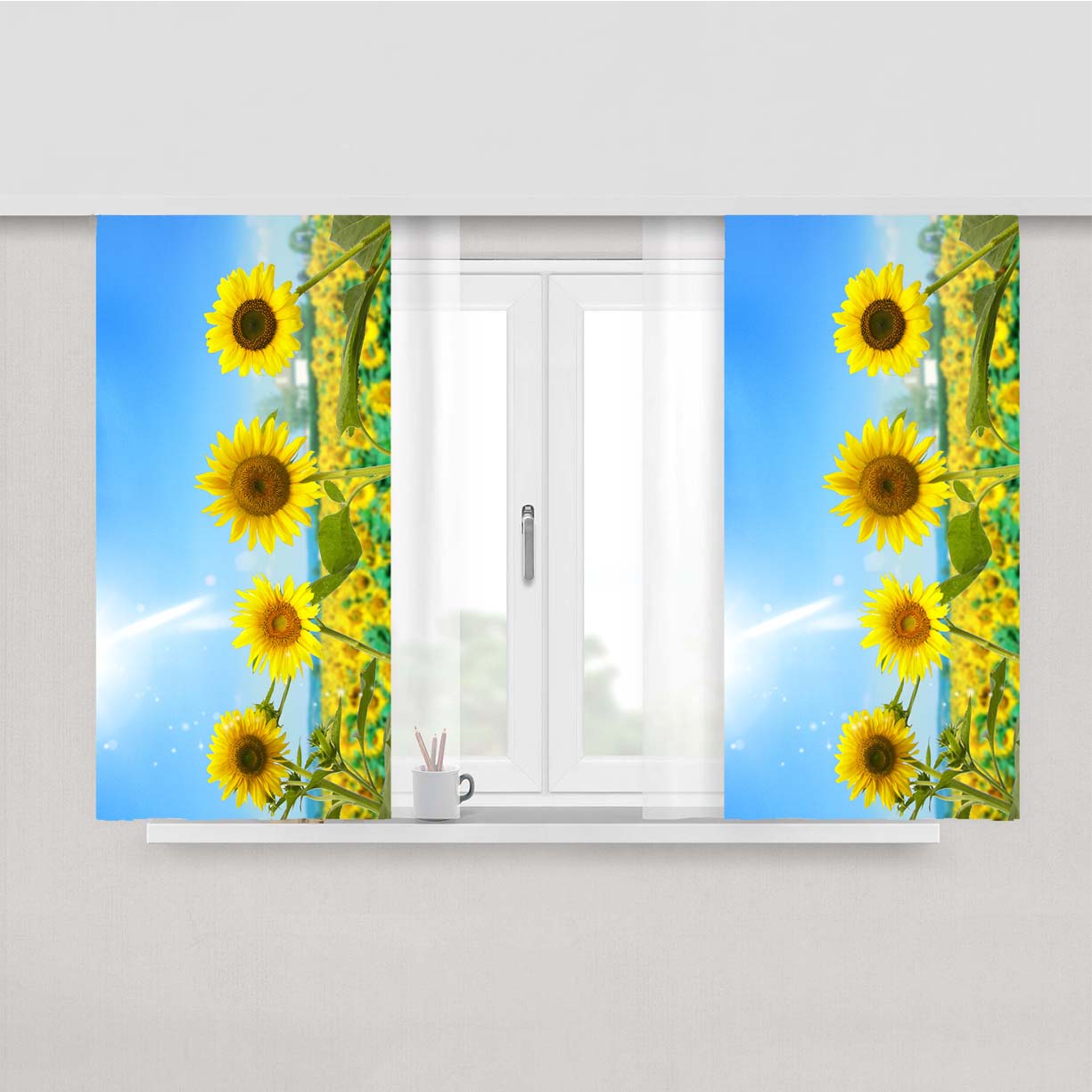 Pattern Sun Flower Peach Skin Window Curtains