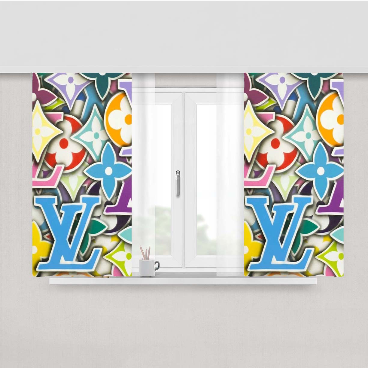 Pattern Takasi Murakami Lv Style Peach Skin Window Curtains