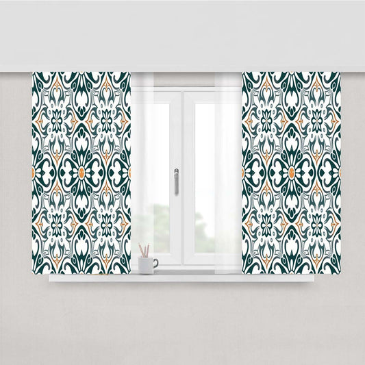 Pattern With A Floral Design Peach Skin Window Curtains