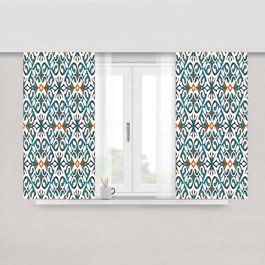 Pattern With The Letters E Peach Skin Window Curtains
