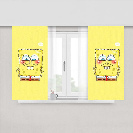 Peace Sponge Bob Peach Skin Window Curtains