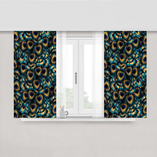 Peacock Pattern Peach Skin Window Curtains
