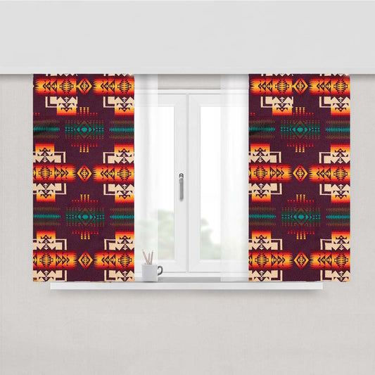 Pendleton Maroon Chief Peach Skin Window Curtains