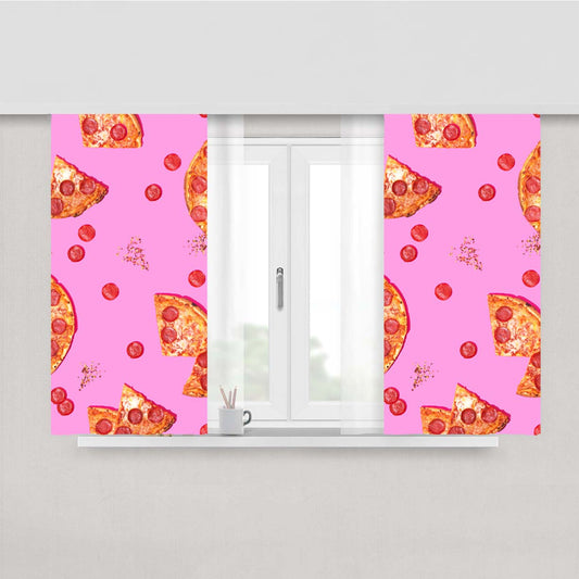 Pepperoni Lovers Pizza Pattern Peach Skin Window Curtains