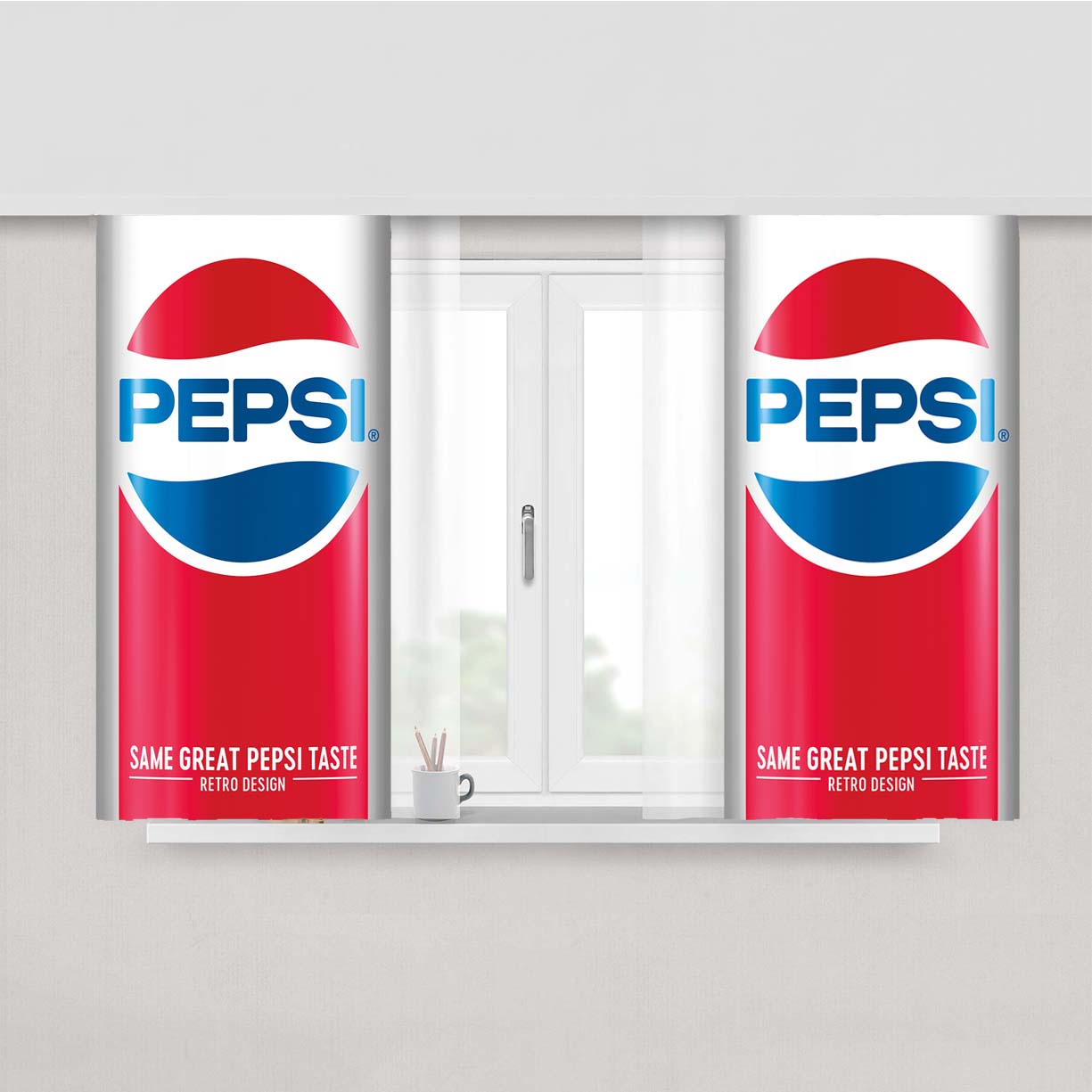 Pepsi Can Retro Classic Design Peach Skin Window Curtains