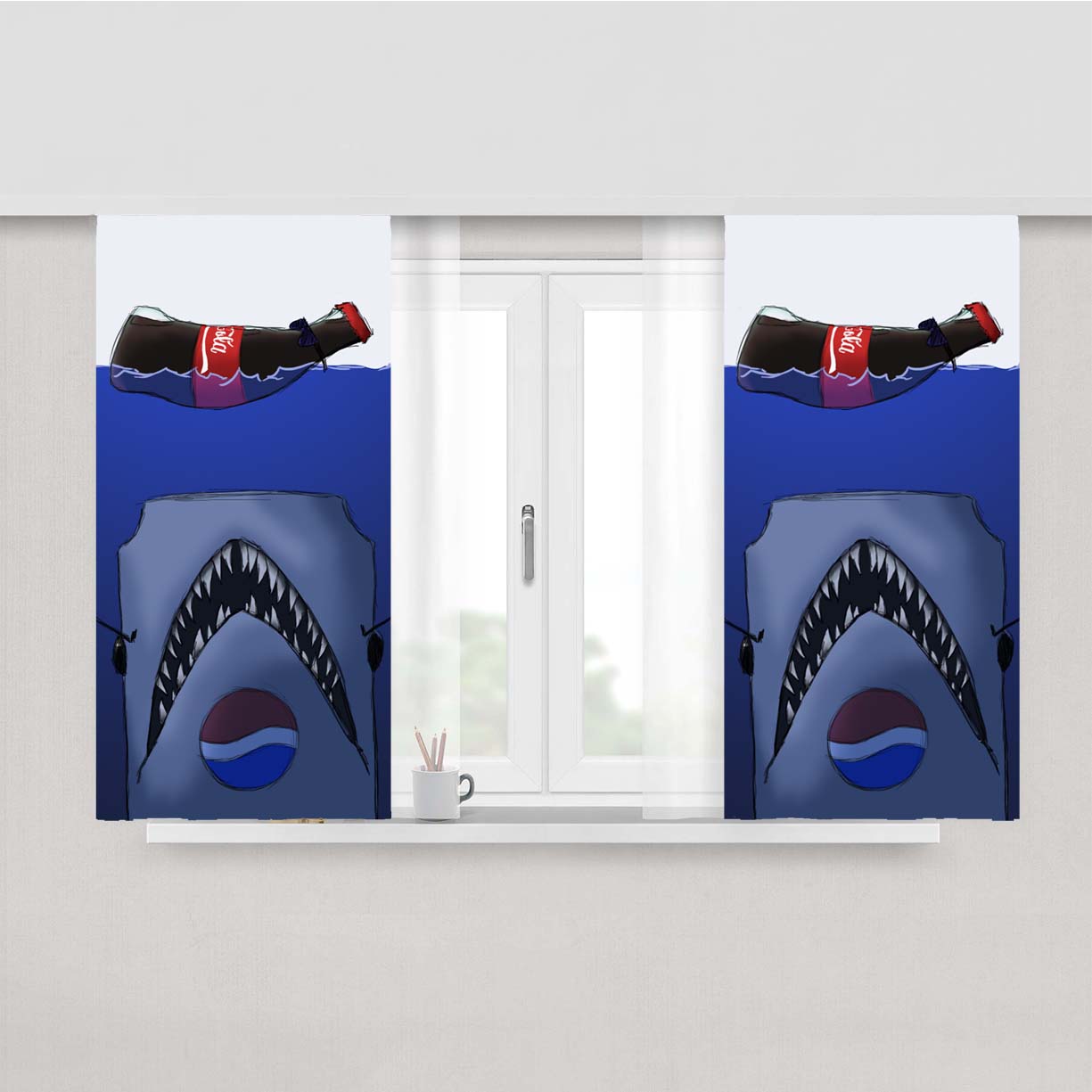 Pepsi X Coca Cola Peach Skin Window Curtains