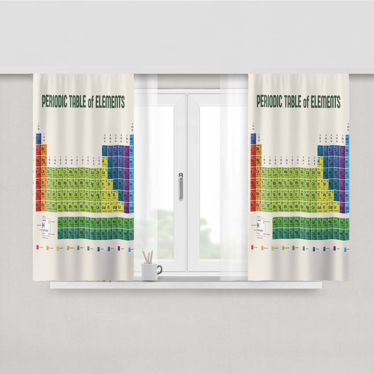 Periodic Table Peach Skin Window Curtains