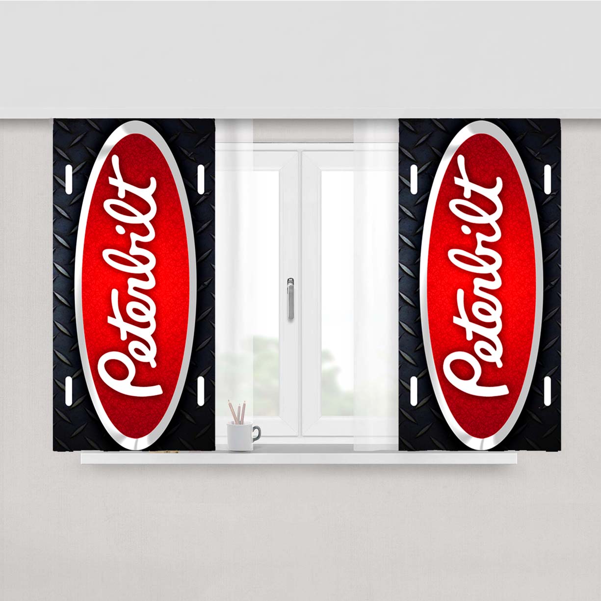 Peterbilt Logo Peach Skin Window Curtains