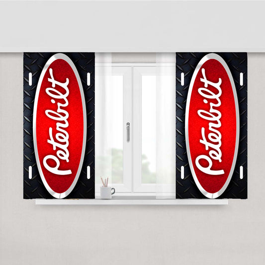 Peterbilt Logo Peach Skin Window Curtains