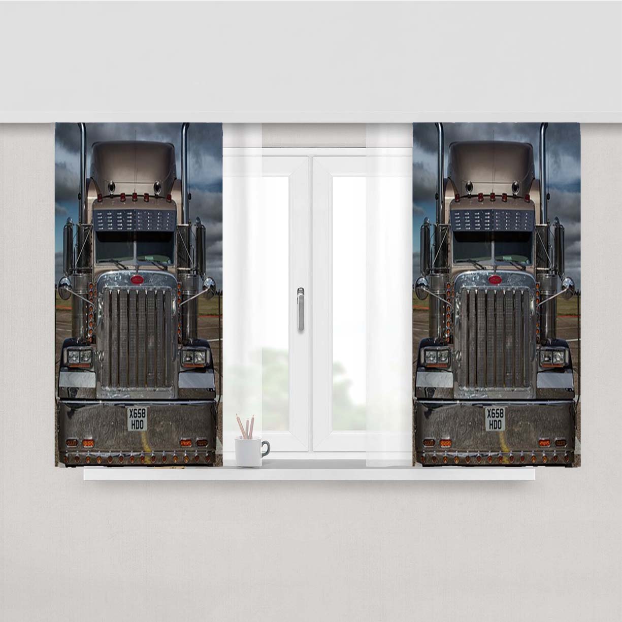 Peterbilt Truck 2 Peach Skin Window Curtains