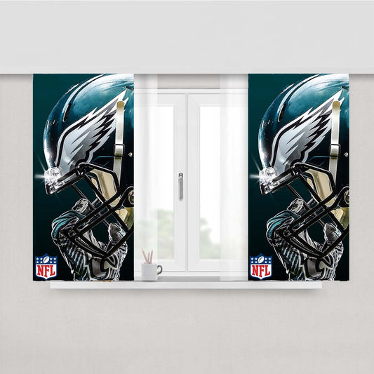 Philadelphia Eagles Nfl Helmet Peach Skin Window Curtains
