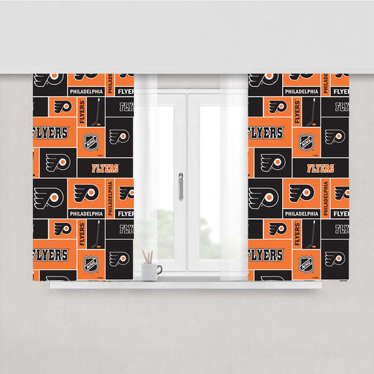 Philadelphia Flyers Nhl Pattern Logo Peach Skin Window Curtains