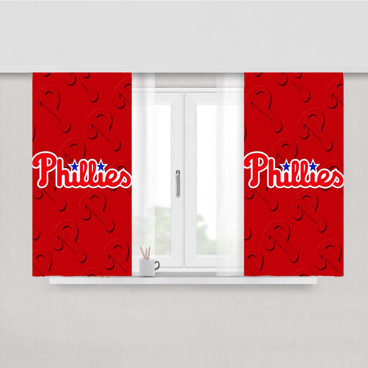 Philadelphia Phillies Peach Skin Window Curtains