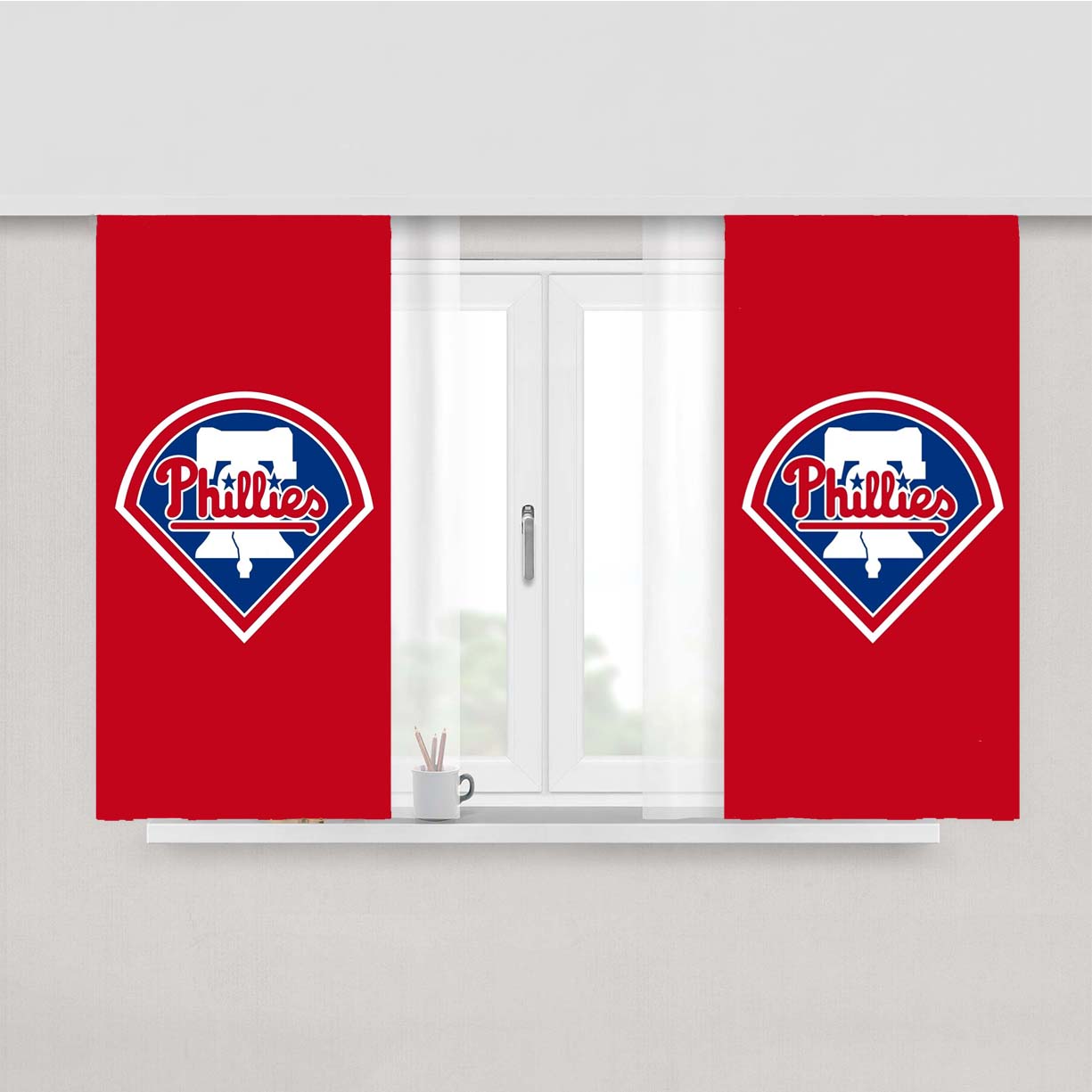 Philadelphia Phillies Logo Peach Skin Window Curtains