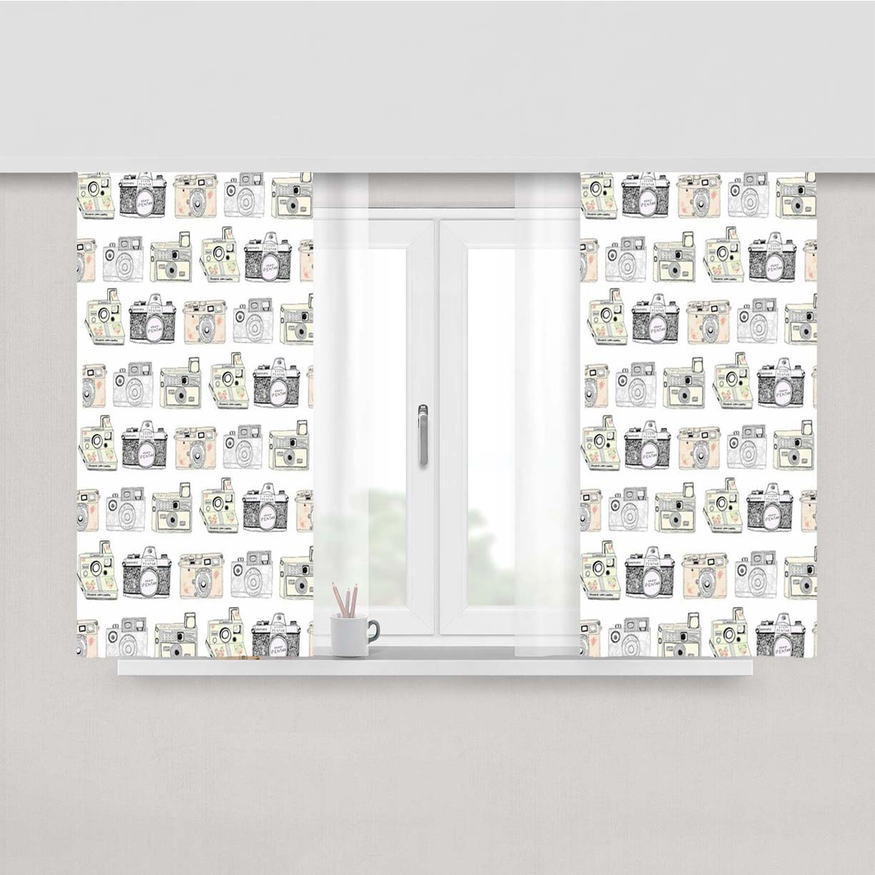 Photograp Pattern Peach Skin Window Curtains