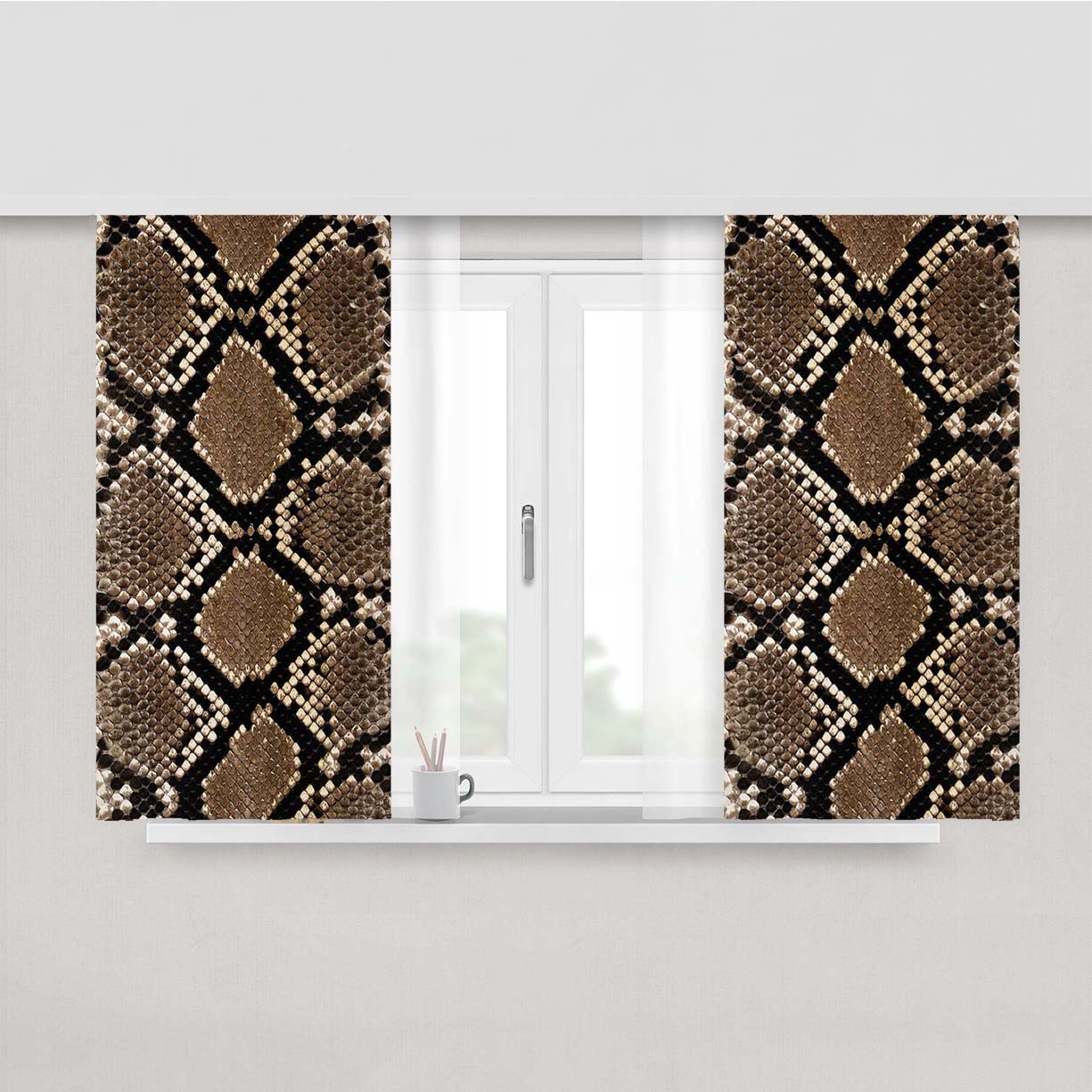Phyton Snake Skin Texture Pattern Style Peach Skin Window Curtains