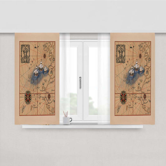 Pictorial Map Of Voyages Of Christopher Columbus Peach Skin Window Curtains