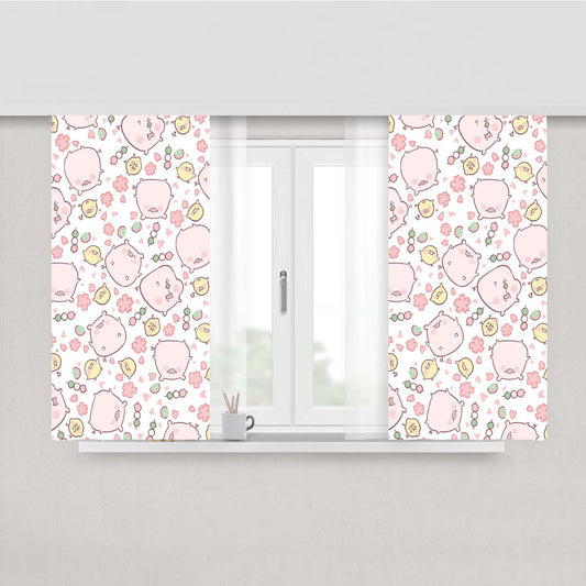 Pig Pattern Peach Skin Window Curtains