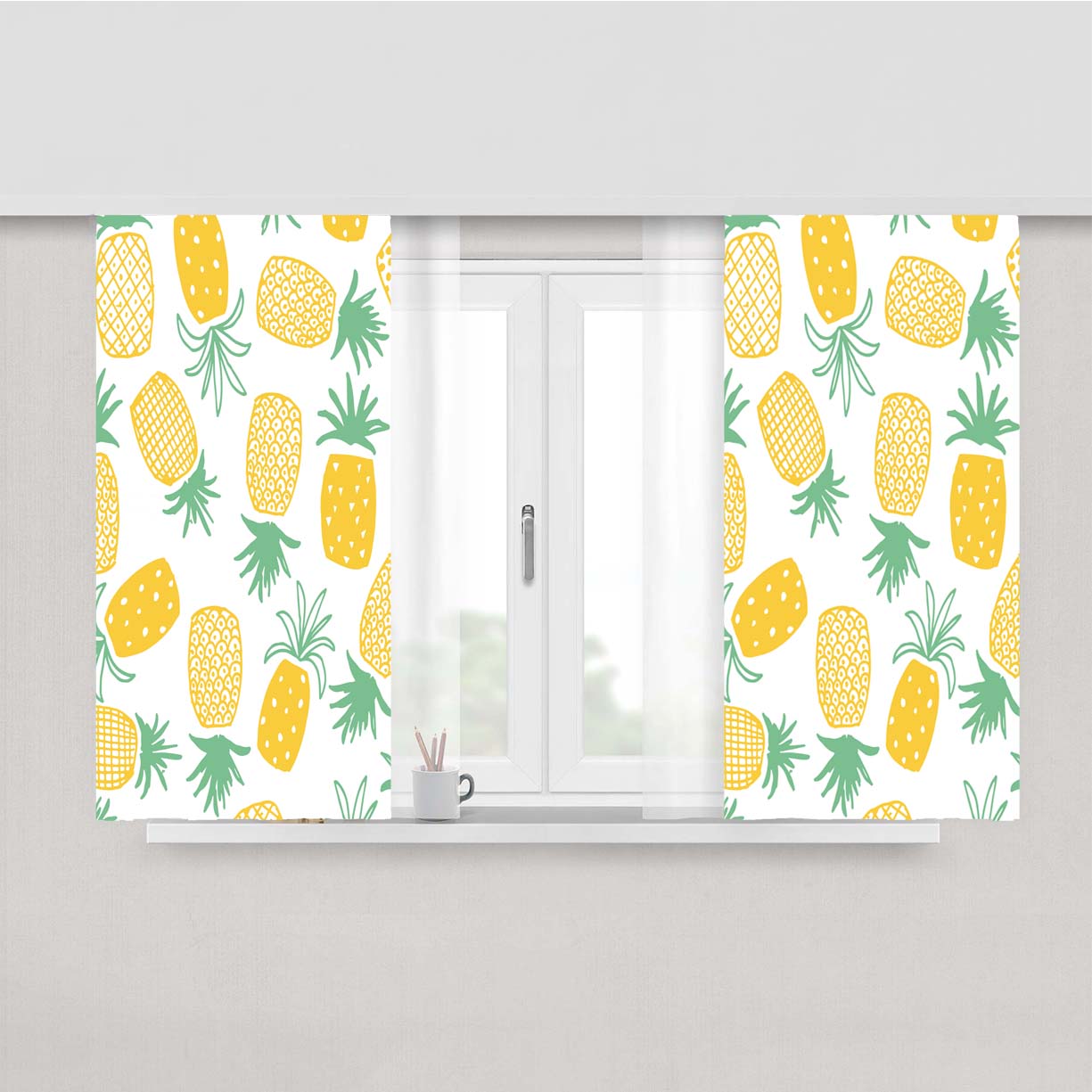 Pineapple Pattern Peach Skin Window Curtains